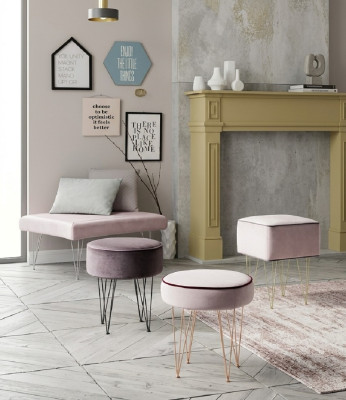 Pouf 3x Pouf Pouf Puff Pouf Pouf Tessuto Stoff Poggia piedi Pouf Ottomano Italia