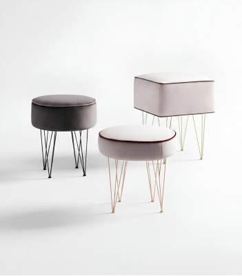 Pouf 3x Pouf Pouf Puff Pouf Pouf Tessuto Stoff Poggia piedi Pouf Ottomano Italia