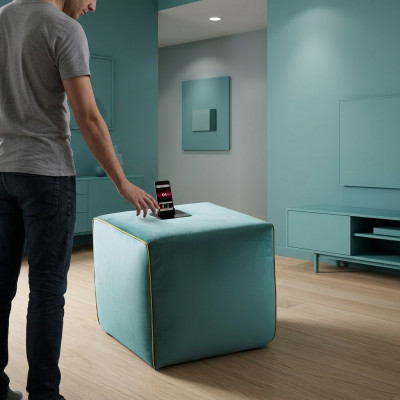 Postazione di ricarica sgabello cellulare sgabello imbottito sgabello pouf pouf poggiapiedi