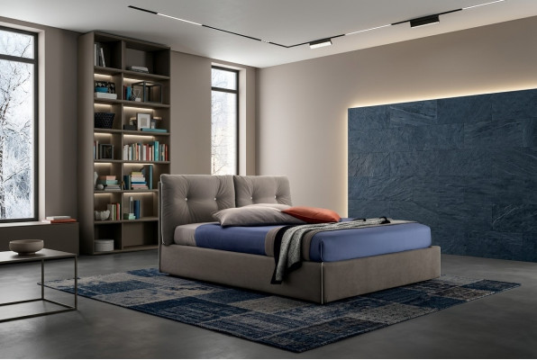 Letto matrimoniale in legno design 180x200cm Nuovo letto di lusso camera da letto Tessuto Imbottito