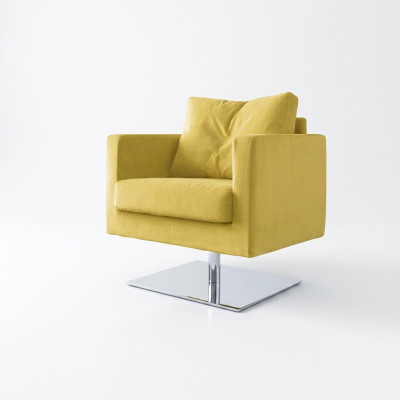 Sedia Sedia Imbottita Tessuto Giallo Di Lusso Design Lounge Club Relax Nuovo