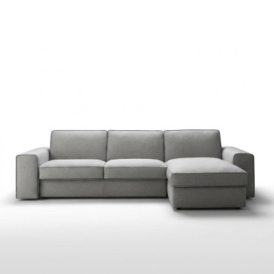 Moderno divano d'angolo di lusso in tessuto e legno a forma di L design Alfitalia per il soggiorno.
