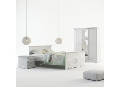 Letto contadino in legno massiccio 180x200 Letto in legno Mobili da camera da letto Bianco Stile country