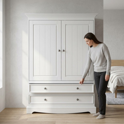 Armadio classico XXL, mobile per camera da letto in stile country con ante.