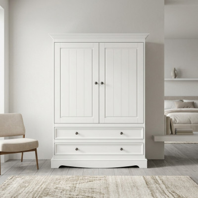 Armadio classico XXL, mobile per camera da letto in stile country con ante.