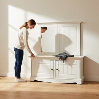 Mobile portascarpe in stile country per l'ingresso del corridoio in legno nuovo