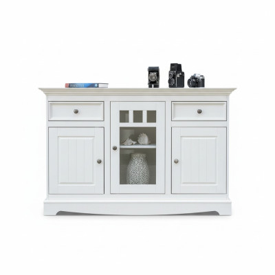 Buffet Credenza Mobile da bar Stile country di lusso Mobili in legno italiani Bianco Grande Nuovo