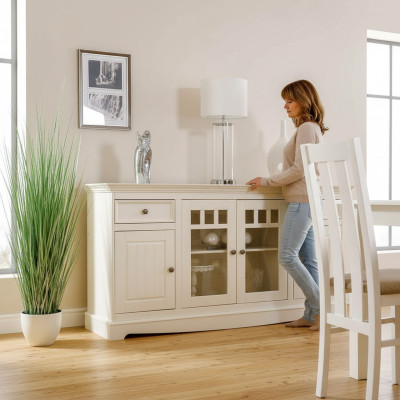 classico comò credenza in stile country bianca mobiletto buffet sala da pranzo