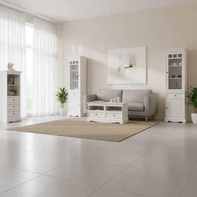Set da soggiorno: vetrina, libreria, madia, parete attrezzata, credenze, design, 3 pezzi. Nuovo.