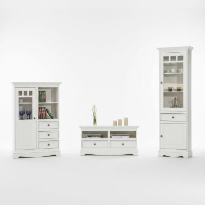 Set da soggiorno: vetrina, libreria, madia, parete attrezzata, credenze, design, 3 pezzi. Nuovo.