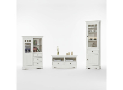 Set da soggiorno: vetrina, libreria, madia, parete attrezzata, credenze, design, 3 pezzi. Nuovo.