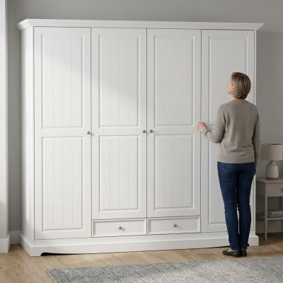 Armadio Armadietto Armadio Mensola Classico In Legno Stile Rustico Bianco Nuovo
