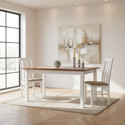 Casa di campagna Tavolo in legno Tavolo Tavoli 150/197cm Sala da pranzo Allungabile
