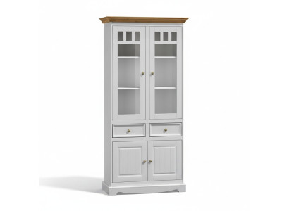 Mobili classici per il soggiorno in bianco marrone vetrina in legno.