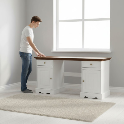Design scrivania stile italiano, mobili classici di lusso per ufficio scrivania sedia casa di campagna.