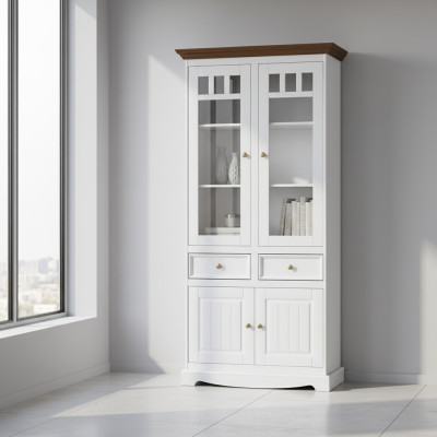Vetrina Mobili Vetrina Vetrina angolare classica Vetrina d'angolo in vetro e legno