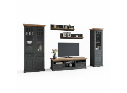 Set di pareti attrezzate Vetrina Mobile TV Mensole da parete Comodini Armadio in legno Mobili 5 pezzi.