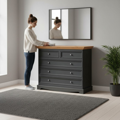 Comò di lusso, comodini in stile country, mobili design, imbottiti in legno, consolle nera.