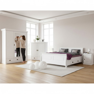Set da camera da letto con letto matrimoniale, 2 comodini, console, letto imbottito per hotel, 5 pezzi.