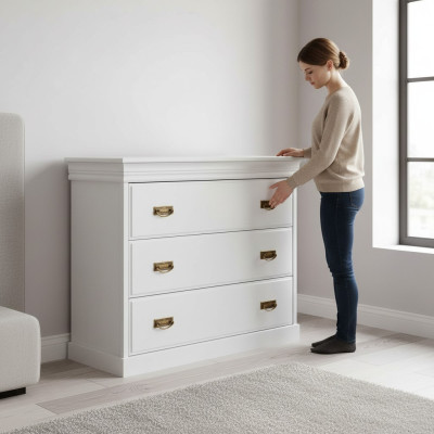 Comò credenza Comodini credenze 3 cassetti Armadio armadio Nuovo legno