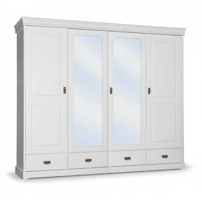 Armadio in stile country chic. Libreria armadio guardaroba in legno bianco.