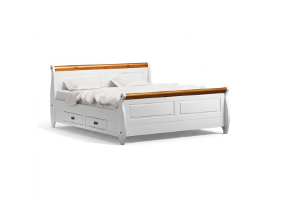 Letto di lusso Letto matrimoniale Stile country Letti matrimoniali Bianco Camera da letto