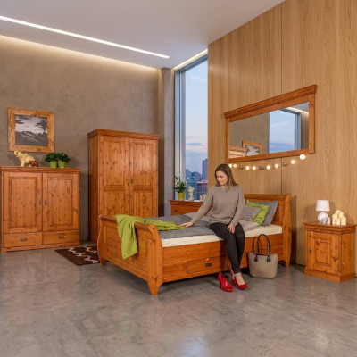 Letto matrimoniale in legno per camera da letto degli agricoltori 180x200 marrone Letti Mobili Imbottiti Nuovi