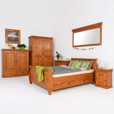 Letto matrimoniale in legno per camera da letto degli agricoltori 180x200 marrone Letti Mobili Imbottiti Nuovi