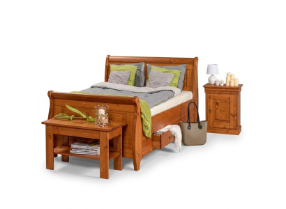 Letto di lusso con 2 comodini, set da 3 pezzi. Letti matrimoniali per la camera da letto dell'hotel. Matrimoniale nuovo.