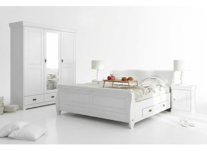 Set camera da letto Letto Comodino Armadio Letti da Hotel Design in Legno 4 pezzi.