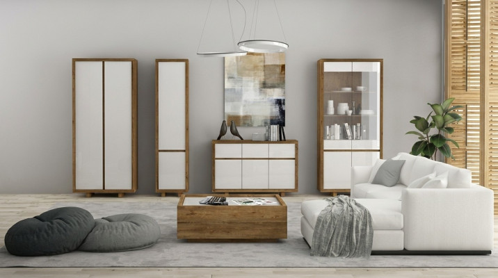 Set soggiorno vetrina credenza pareti attrezzate cassettiere armadio tavolo mobili legno 4 pezzi