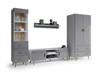Soggiorno Stile Moderno Parete Attrezzata 4 Pezzi Set Moderno Parete Soggiorno Vetrina Scaffale Armadio
