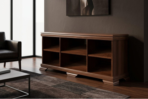 Collezione soggiorno: credenza, mobili, mobile TV, tavolo, armadio, ripiano basso.