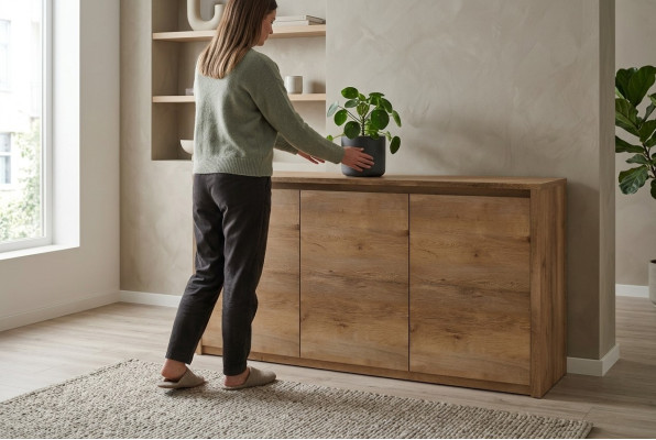 Mobile contenitore in legno moderno, credenza, credenze, mobile da soggiorno 130cm XL, credenze basse.