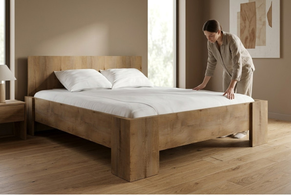 Lusso tessuto imbottito designer letto camera da letto tessile legno hotel