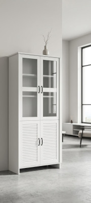 Legno Vetro Armadio Vetrine Armadi Bianco Country Armadio alto Vetrina Armadio