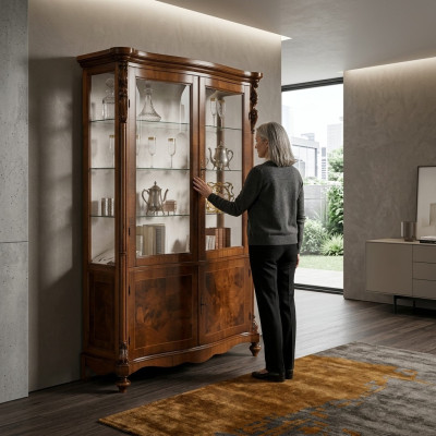 Lusso Armadio Legno Mobili Armadi Vetrina Libreria Archivio Vetrina Antico