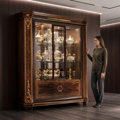 Vetrina Armadio Vetrine Soggiorno Vetrine Mobili Design Rococò Barocco Legno nuovo