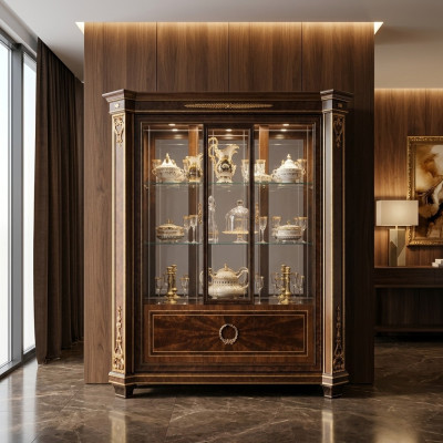 Vetrina Armadio Vetrine Soggiorno Vetrine Mobili Design Rococò Barocco Legno nuovo