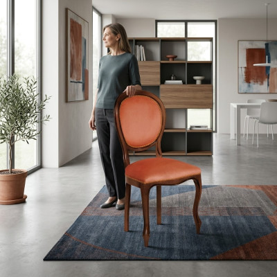 Sedia Marrone Design Soggiorno Sala da Pranzo Legno Sedie Imbottite Poltrona Mobili Nuovi