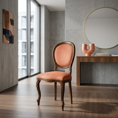 Sedia Marrone Design Soggiorno Sala da Pranzo Legno Sedie Imbottite Poltrona Mobili Nuovi