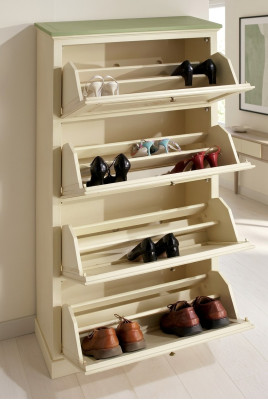 Mobile porta scarpe a 4 scomparti in legno massiccio, nuovo.