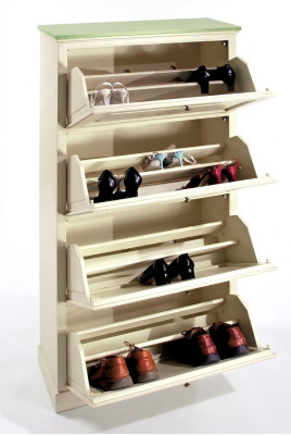 Mobile porta scarpe a 4 scomparti in legno massiccio, nuovo.