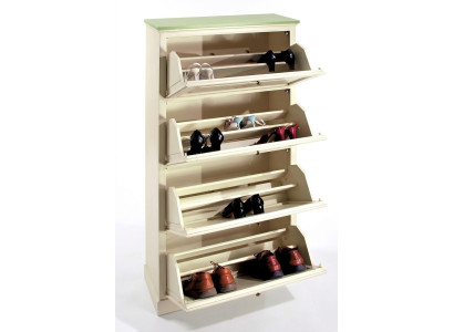 Mobile porta scarpe a 4 scomparti in legno massiccio, nuovo.