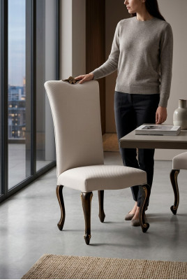 Sedia da sala da pranzo sedia sala da pranzo sedie sedie relax velluto legno beige seduta design => Sedia da sala da pranzo sedia sala da pranzo sedie sedie relax in velluto beige con struttura in legno design