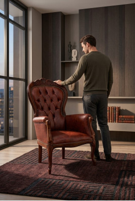 Poltrona Sedia da designer Imbottita Relax Tessuto Tendaggi Lounge Club Singolo Mobile Nuovo