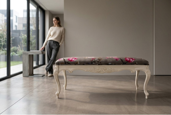Sgabello Divano Pouf Imbottito Pouf Poggiapiedi Ottomana Sedia Banca Stile Art Déco Nuovo