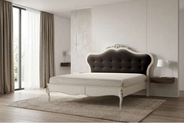 Design della camera da letto lussuoso Letto 180x200 Struttura letto doppia in tessuto Beige Letti Nuovi