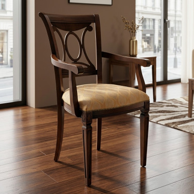 Design poltrona imbottita Sedia da ufficio Sedia da pranzo in legno con braccioli Classico Nuovo