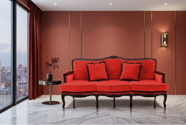 Design classico imbottito divano di lusso in pelle tessile 3 posti nuovo H5